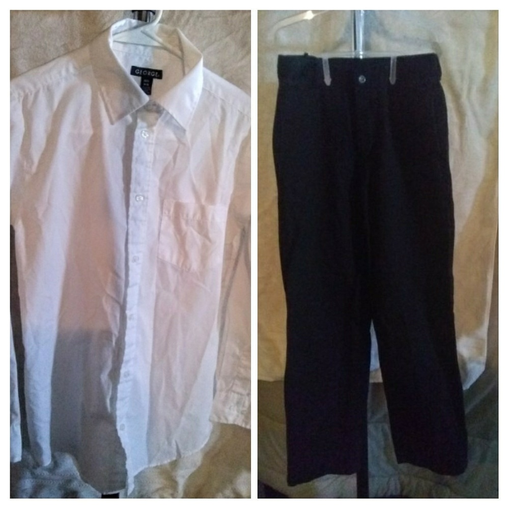 George boys black dress pants, white button down